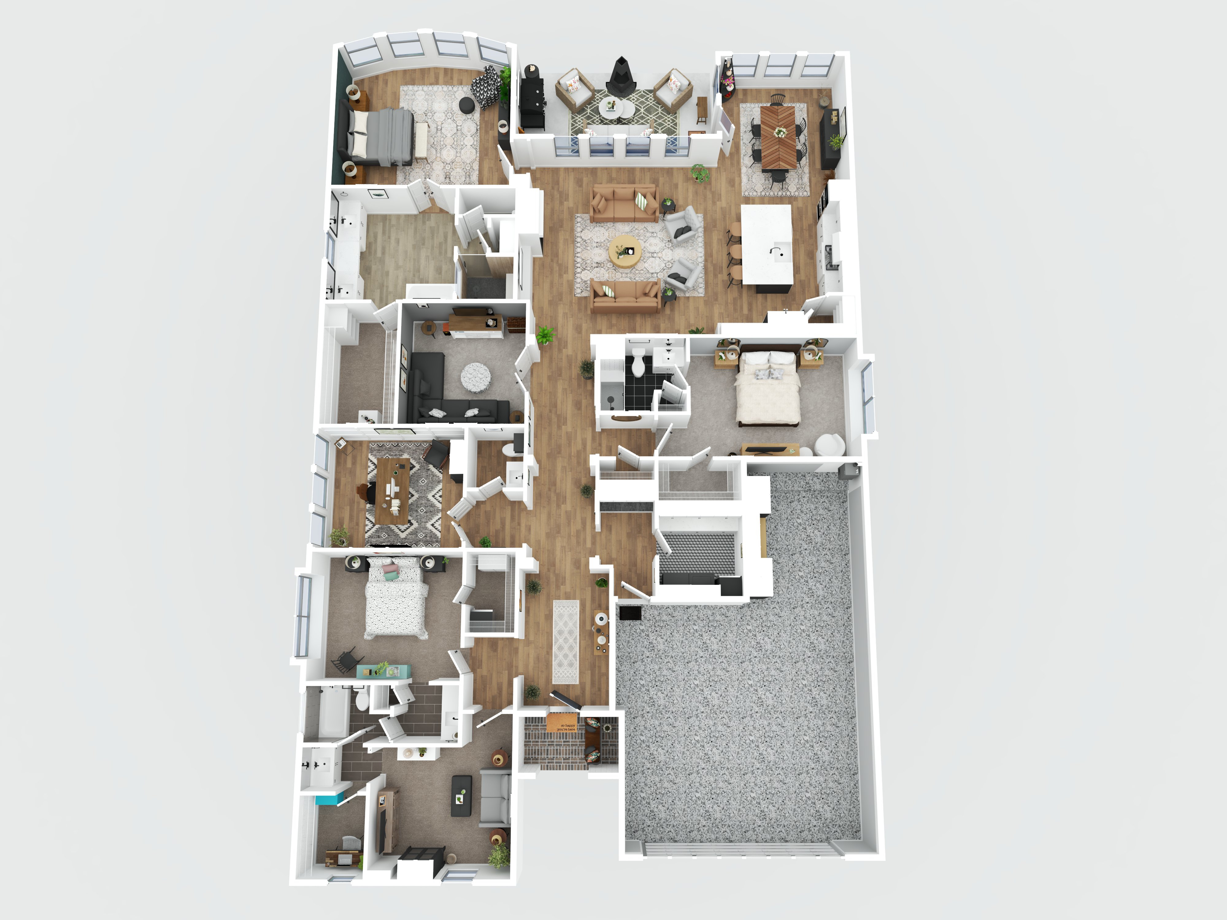 Dimensional 3D home floor plan